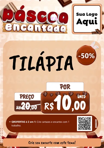 Modelo de Cartaz para Cartaz A4 Vertical com o tema Páscoa Encantada para Peixaria