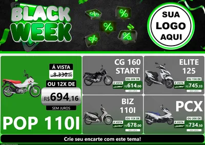 Modelo de Encarte para Encarte A4 Horizontal com o tema Black Week para Concessionaria de Motos