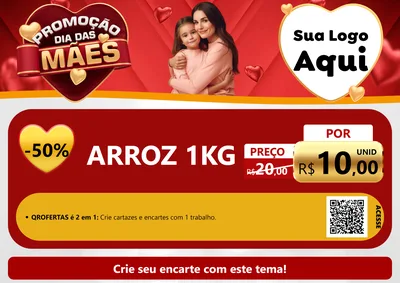 Modelo de Cartaz para Cartaz A4 Horizontal com o tema Promoção Dia das Mães para Supermercado
