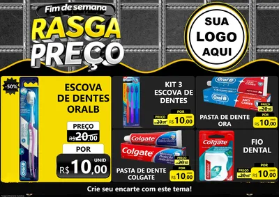 Modelo de Encarte para Encarte A4 Horizontal com o tema Fim de Semana Rasga Preço para Higiene Pessoal