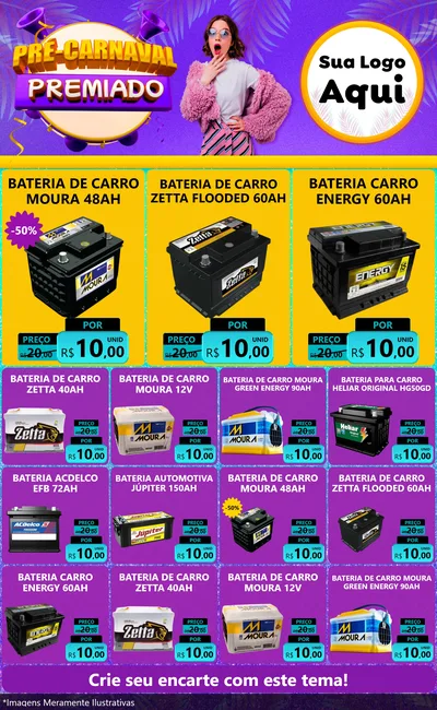 Modelo de Encarte para Encarte Grande com o tema Pré-Carnaval Premiado para Baterias Elétricas