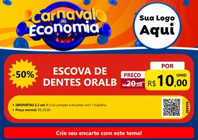 Modelo de Cartaz para Cartaz A4 Horizontal com o tema Carnaval da Economia para Higiene Pessoal