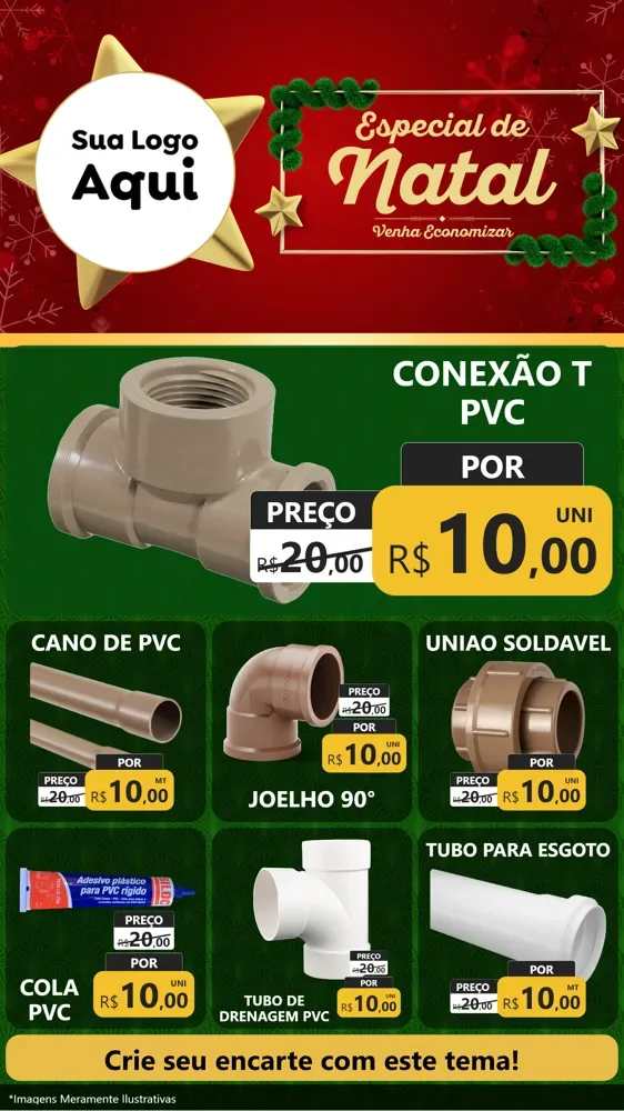 Modelo de Rede Social para Stories com o tema Especial de Natal para Tubos e conexões