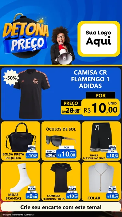 Modelo de Rede Social para Stories com o tema Detona Preços para Roupas e acessórios