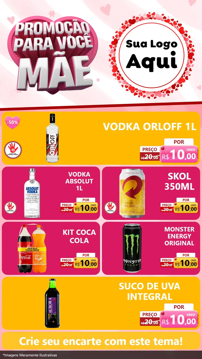 Modelo de TV para TV Vertical com o tema Promoção Para Você Mãe para Distribuidora de bebidas