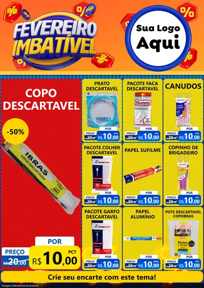 Modelo de Encarte para Encarte A4 Vertical com o tema Fevereiro Imbatível para Embalagens