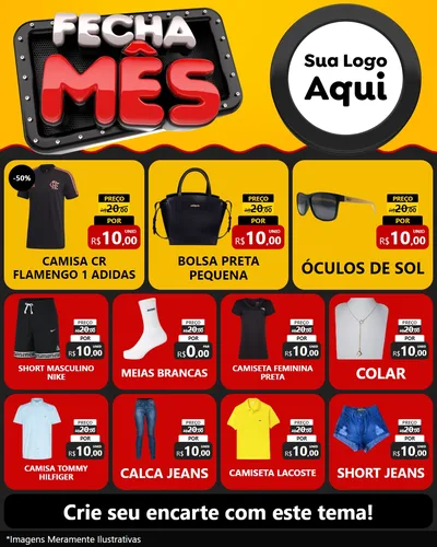 Modelo de Rede Social para Feed Instagram com o tema Fecha Mês para Roupas e acessórios