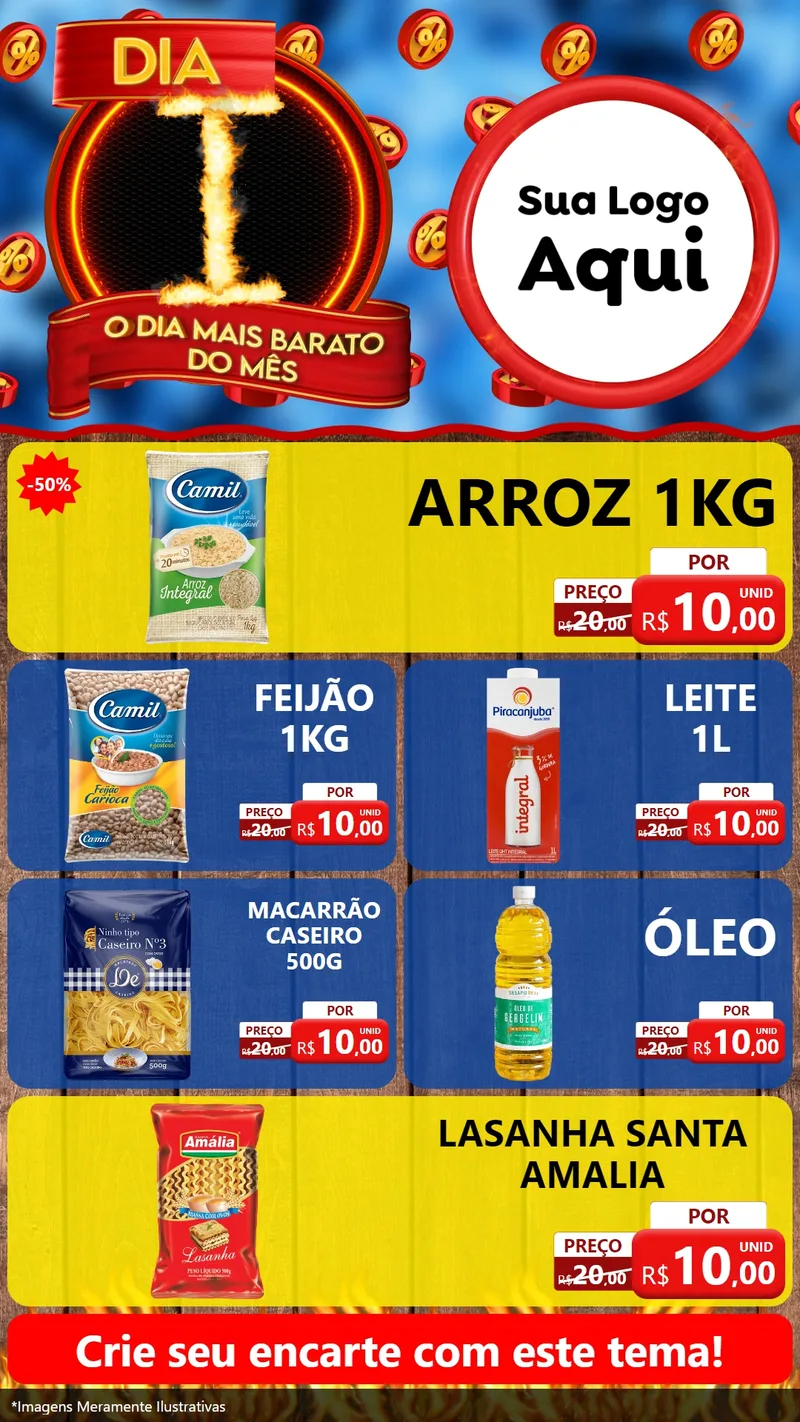 Modelo de TV para TV Vertical com o tema Dia I - O Dia Mais Barato Do Mês para Supermercado