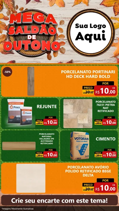 Modelo de TV para TV Vertical com o tema Mega Saldão de Outono para Pisos e revestimentos