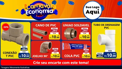 Modelo de TV para TV Horizontal com o tema Carnaval da Economia para Tubos e conexões