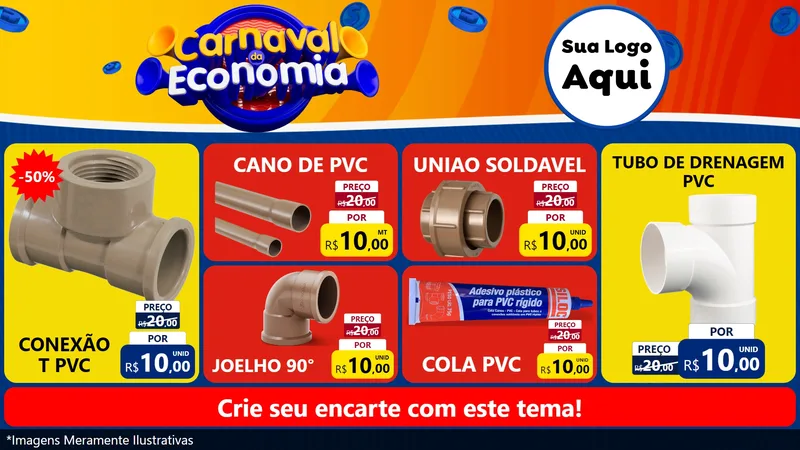 Modelo de TV para TV Horizontal com o tema Carnaval da Economia para Tubos e conexões