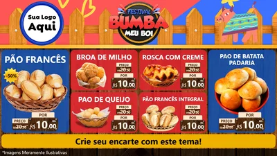 Modelo de TV para TV Horizontal com o tema Festival Bumba Meu Boi para Padaria