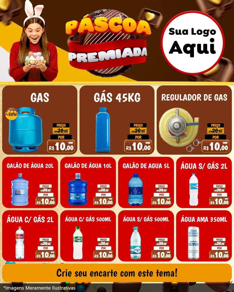 Modelo de Rede Social para Feed Instagram com o tema Páscoa Premiada para Água e gás