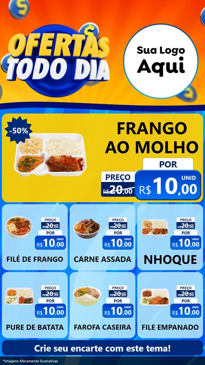 Modelo de Rede Social para Stories com o tema Ofertas Todo Dia para Restaurante
