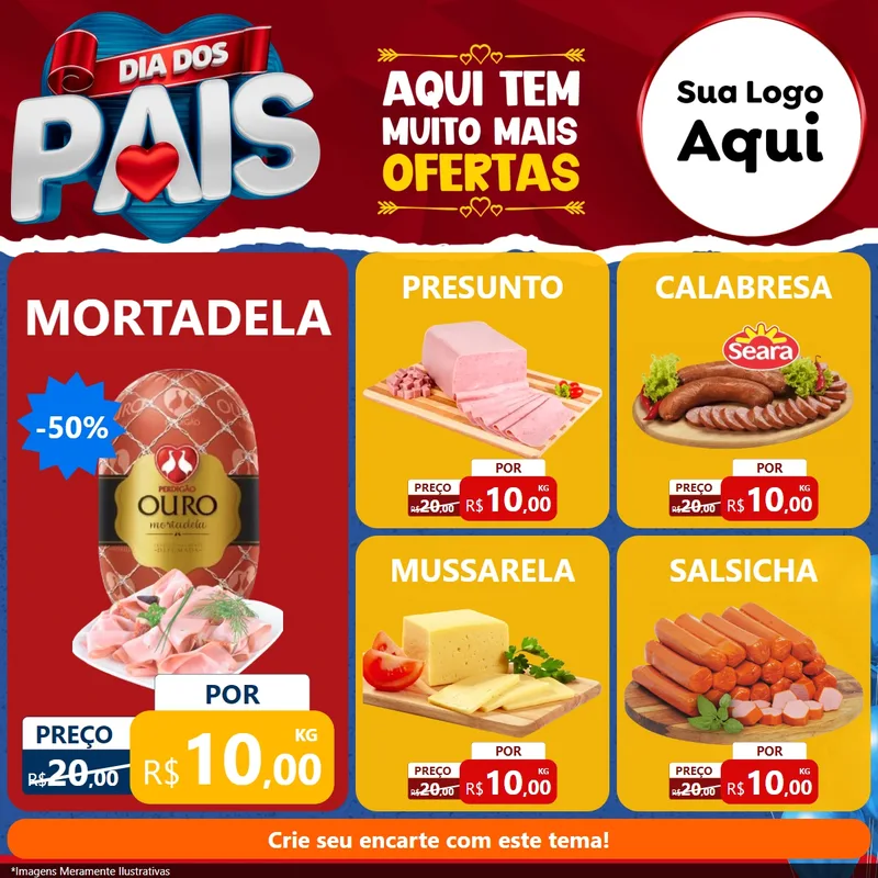 Modelo de Rede Social para Feed Facebook com o tema Dia dos Pais para Frios e Laticínios