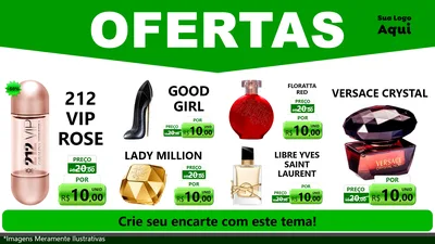 Modelo de TV para TV Horizontal com o tema Ofertas Verde Cartaz para Perfumes