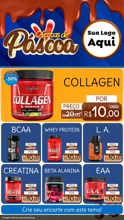 Modelo de Rede Social para Stories com o tema Ofertas de Páscoa para Suplementos alimentares
