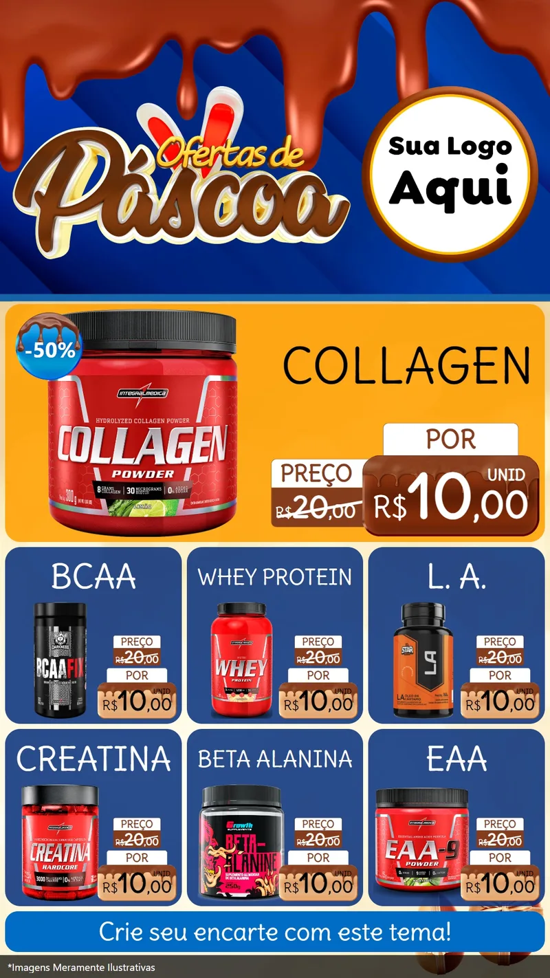 Modelo de Rede Social para Stories com o tema Ofertas de Páscoa para Suplementos alimentares