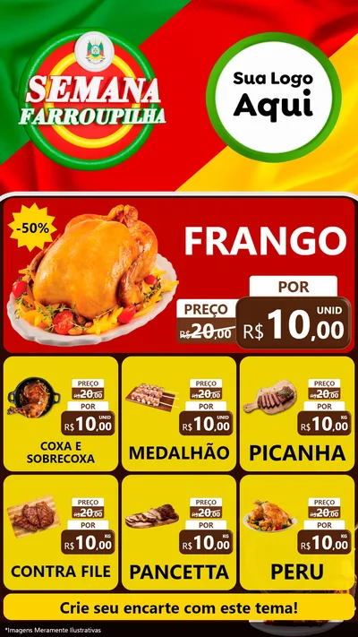 Modelo de Rede Social para Stories com o tema Semana Farroupilha para Assados