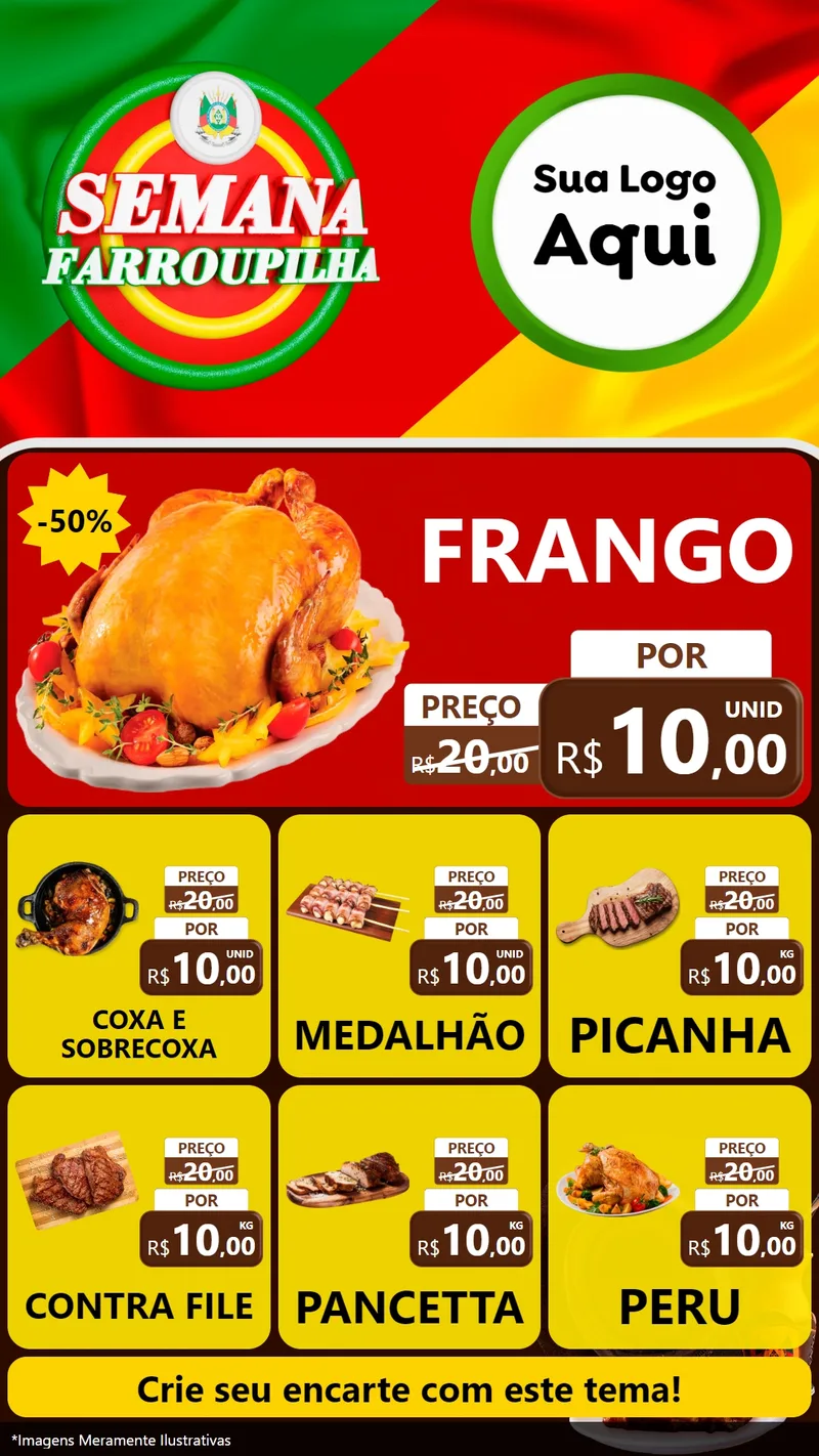 Modelo de Rede Social para Stories com o tema Semana Farroupilha para Assados