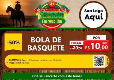 Modelo de Cartaz para Cartaz A4 Horizontal com o tema Especial Semana Farroupilha para Artigos Esportivos