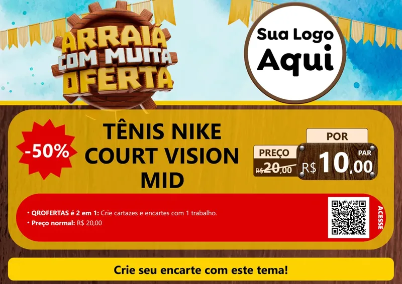 Modelo de Cartaz para Cartaz A4 Horizontal com o tema Ofertas de São João - Junina para Calçados