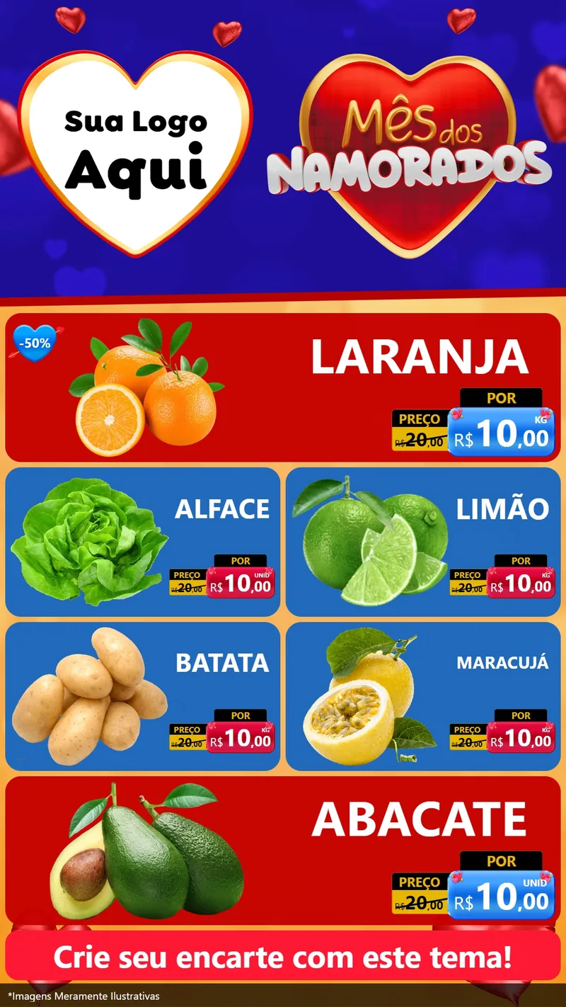 Modelo de TV para TV Vertical com o tema Mês dos Namorados para Hortifrúti