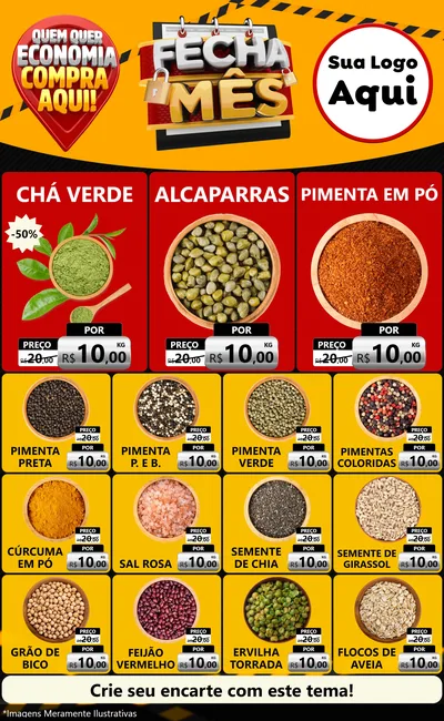 Modelo de Encarte para Encarte Grande com o tema Fecha Mês para Produtos Naturais