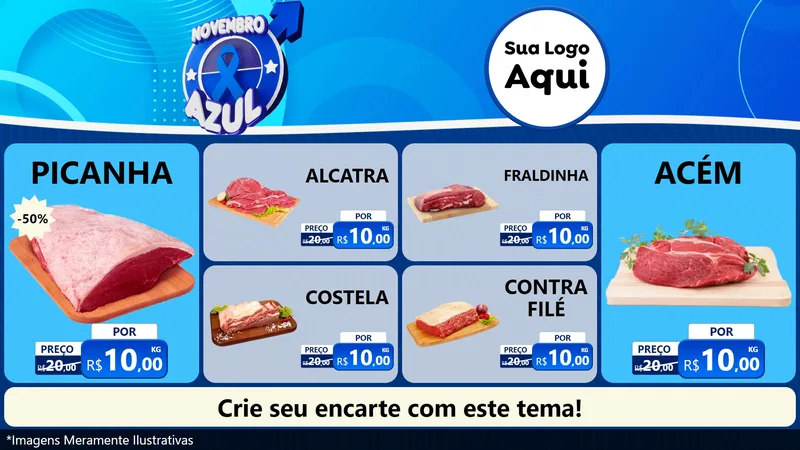 Modelo de TV para TV Horizontal com o tema Novembro Azul para Açougue