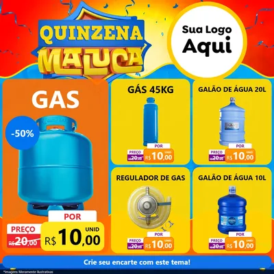 Modelo de Rede Social para Feed Facebook com o tema Quinzena Maluca para Água e gás