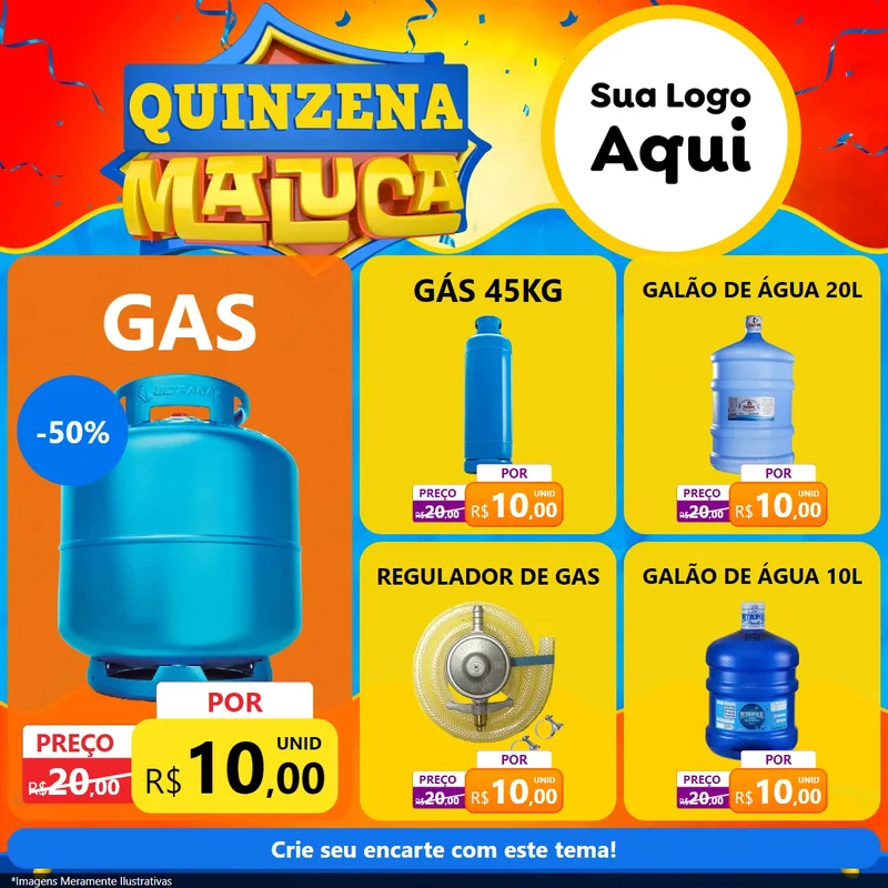 Modelo de Rede Social para Feed Facebook com o tema Quinzena Maluca para Água e gás