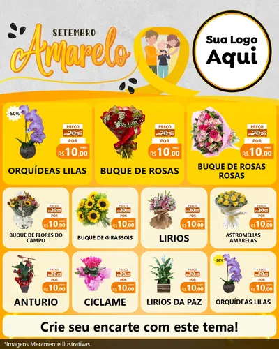 Modelo de Rede Social para Feed Instagram com o tema Setembro Amarelo para Floricultura e jardim