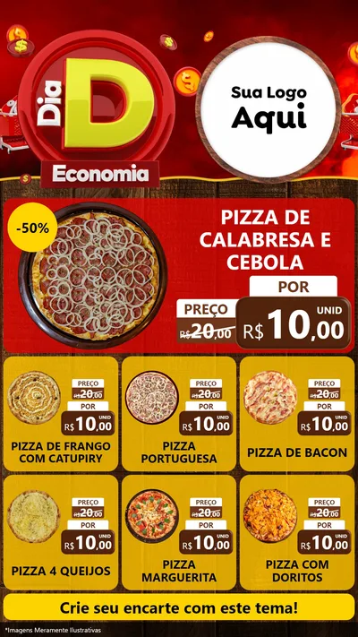 Modelo de Rede Social para Stories com o tema Dia D Economia para Pizzaria