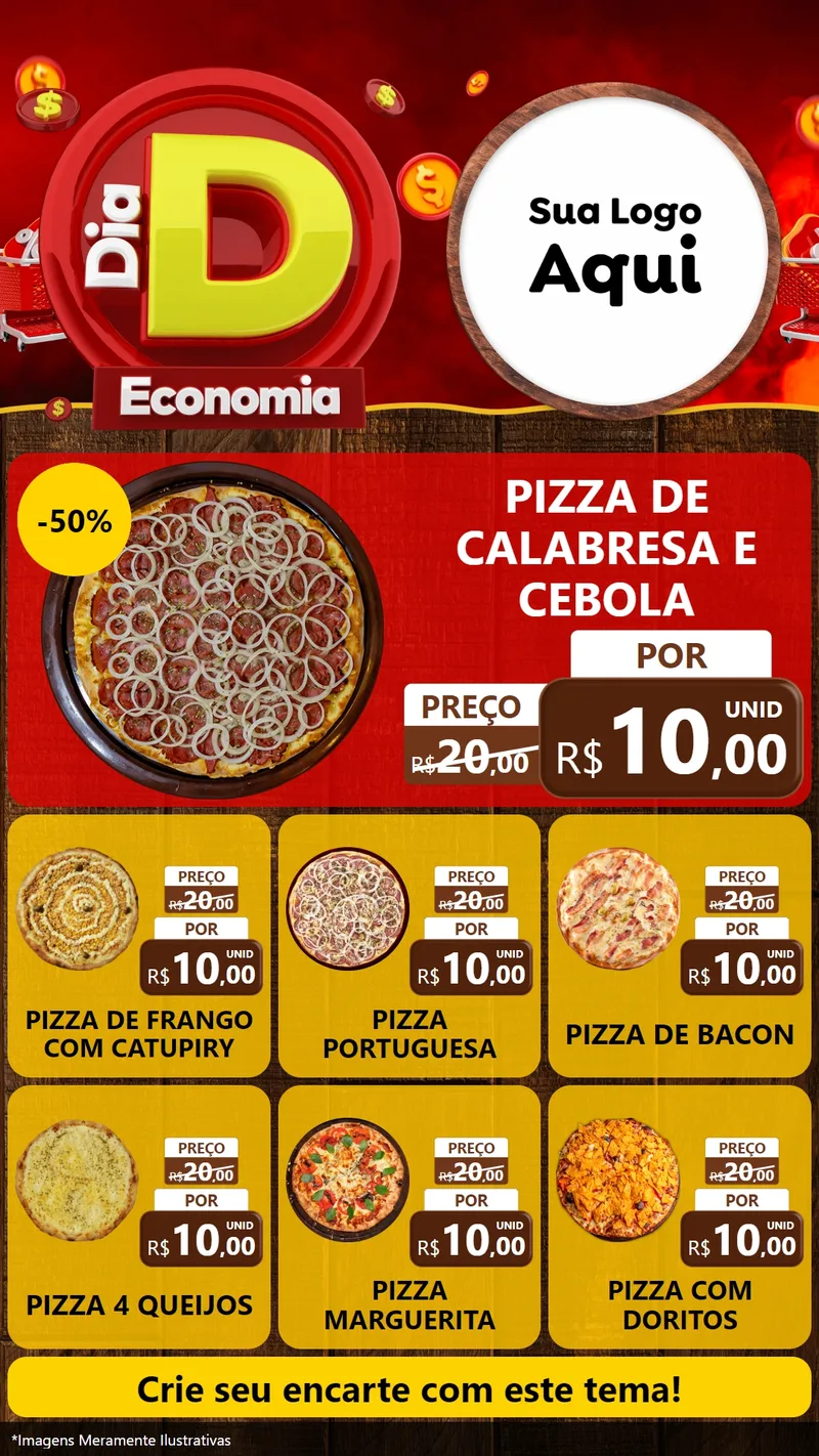 Modelo de Rede Social para Stories com o tema Dia D Economia para Pizzaria