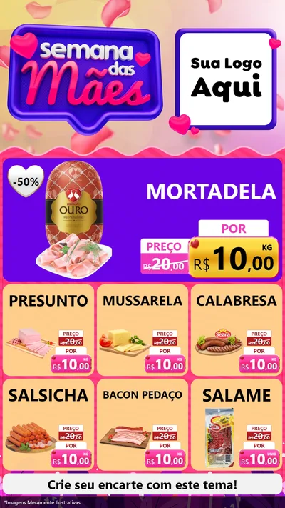 Modelo de Rede Social para Stories com o tema Semana das Mães para Frios e Laticínios
