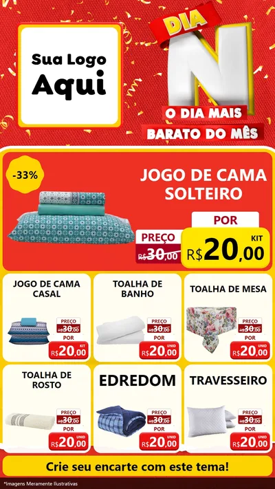 Modelo de Rede Social para Stories com o tema Dia N o Dia Mais Barato do Mês para Cama, Mesa e Banho