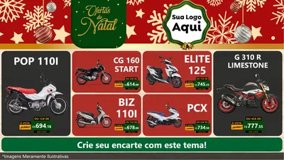 Modelo de TV para TV Horizontal com o tema Natal de Ofertas para Concessionaria de Motos