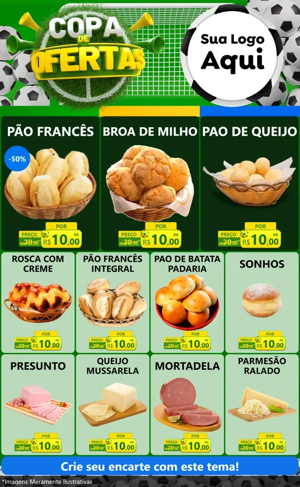 Modelo de Encarte para Encarte Grande com o tema Copa De Ofertas para Padaria