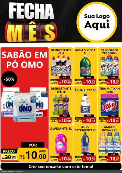 Modelo de Encarte para Encarte A4 Vertical com o tema Fecha Mês para Produtos de Limpeza