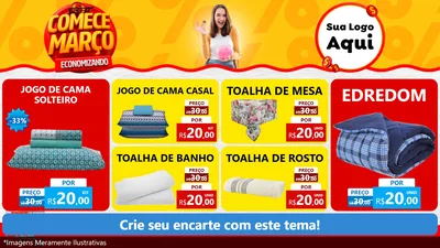 Modelo de TV para TV Horizontal com o tema Comece Março Economizando para Cama, Mesa e Banho