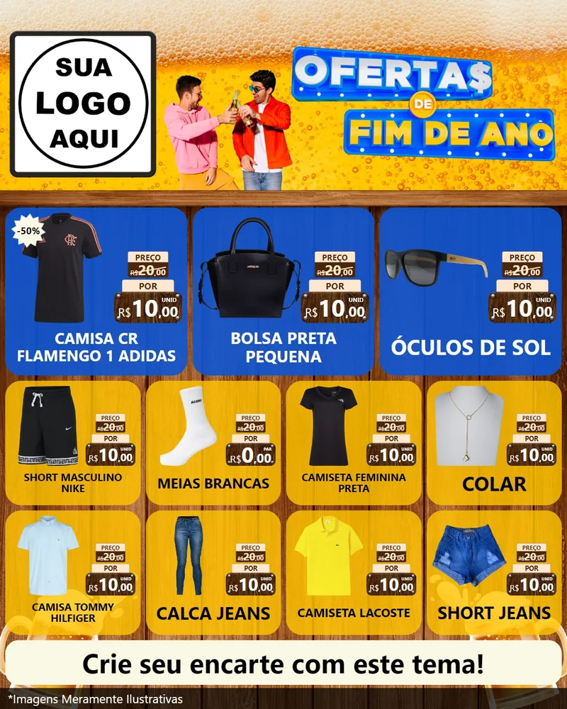 Modelo de Rede Social para Feed Instagram com o tema Ofertas de Fim de Ano para Roupas e acessórios
