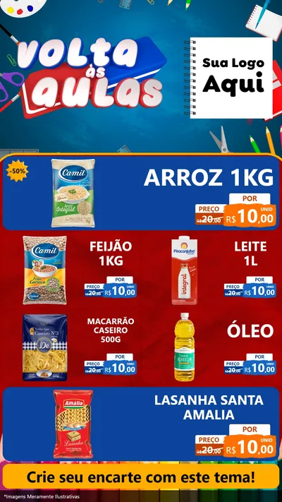 Modelo de TV para TV Vertical com o tema Volta Às Aulas para Supermercado