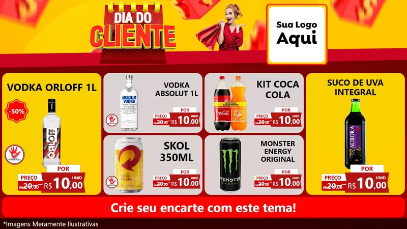 Modelo de TV para TV Horizontal com o tema Dia do Cliente para Distribuidora de bebidas