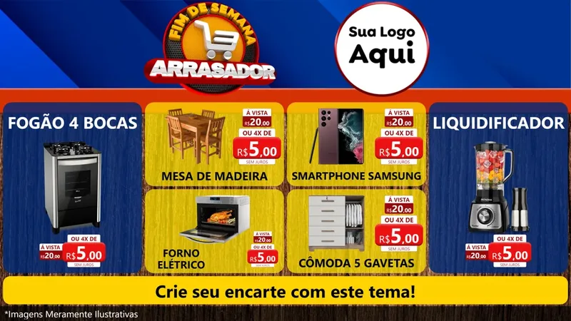 Modelo de TV para TV Horizontal com o tema Fim De Semana Arrasador para Móveis e Eletro