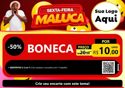 Modelo de Cartaz para Cartaz A4 Horizontal com o tema Sexta-feira Maluca para Brinquedos