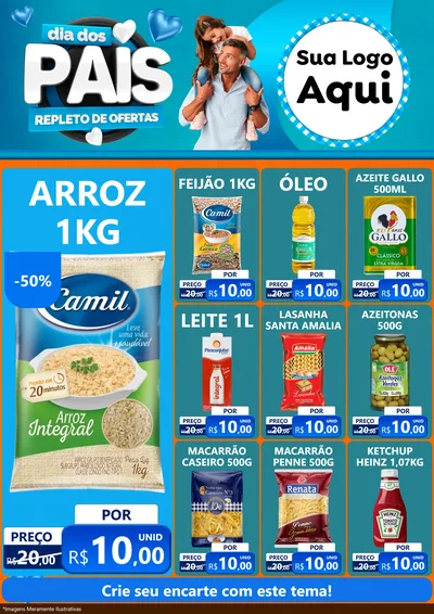 Modelo de Encarte para Encarte A4 Vertical com o tema Dia Dos Pais Repleto de Ofertas para Supermercado