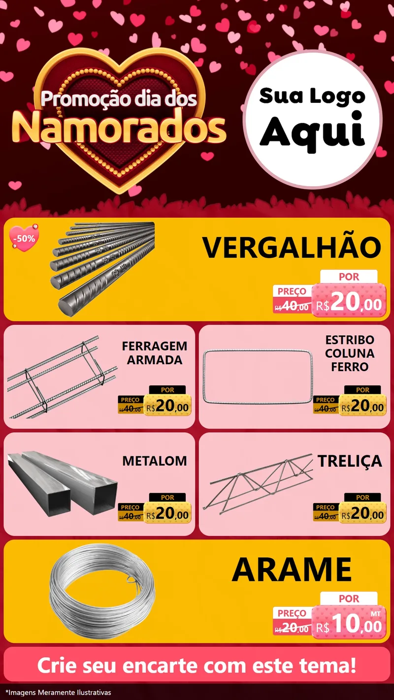 Modelo de TV para TV Vertical com o tema Promoção Dia Dos Namorados para Ferragens