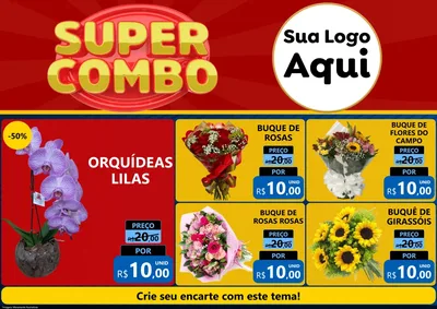 Modelo de Encarte para Encarte A4 Horizontal com o tema Super Combo para Floricultura e jardim