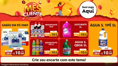 Modelo de TV para TV Horizontal com o tema Mês do Cliente para Produtos de Limpeza