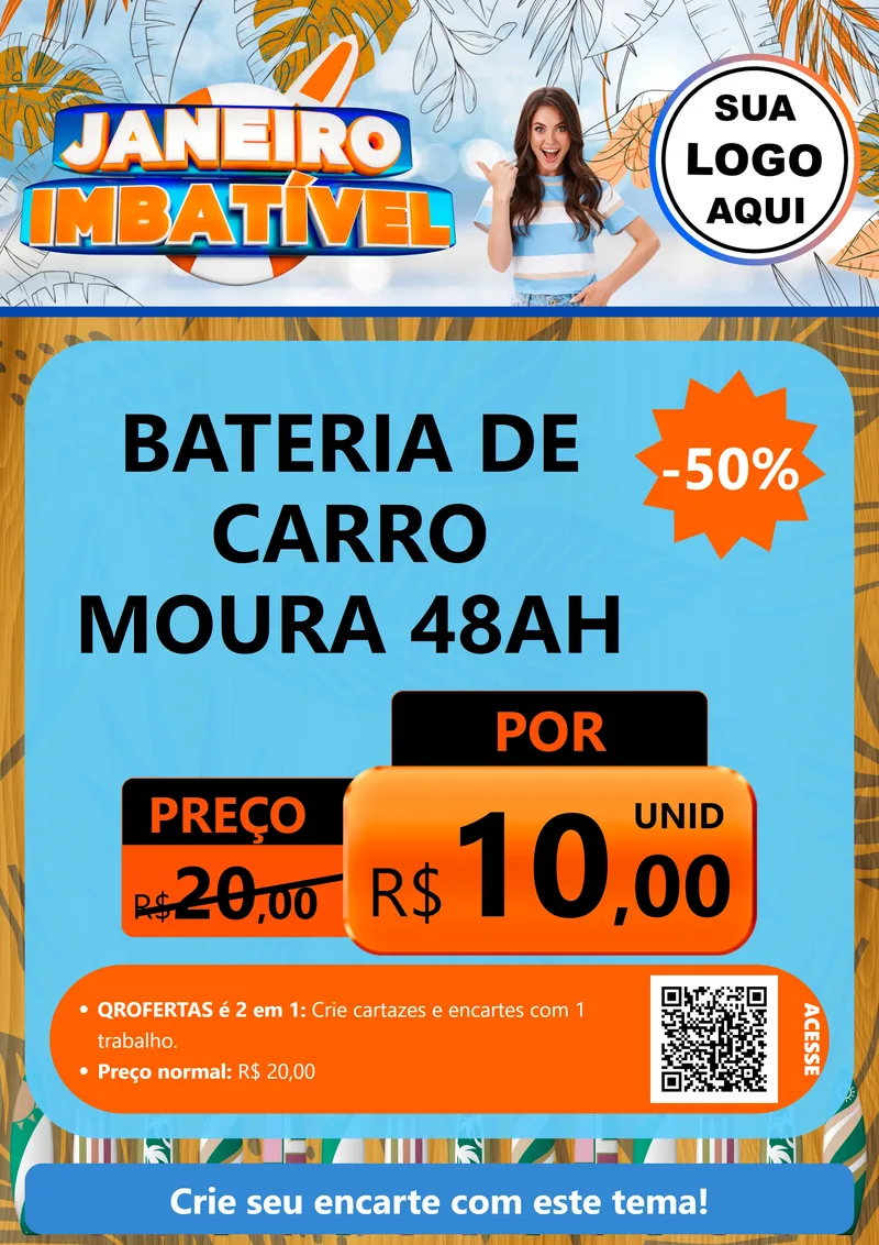 Modelo de Cartaz para Cartaz A4 Vertical com o tema Janeiro Imbatível para Baterias Elétricas
